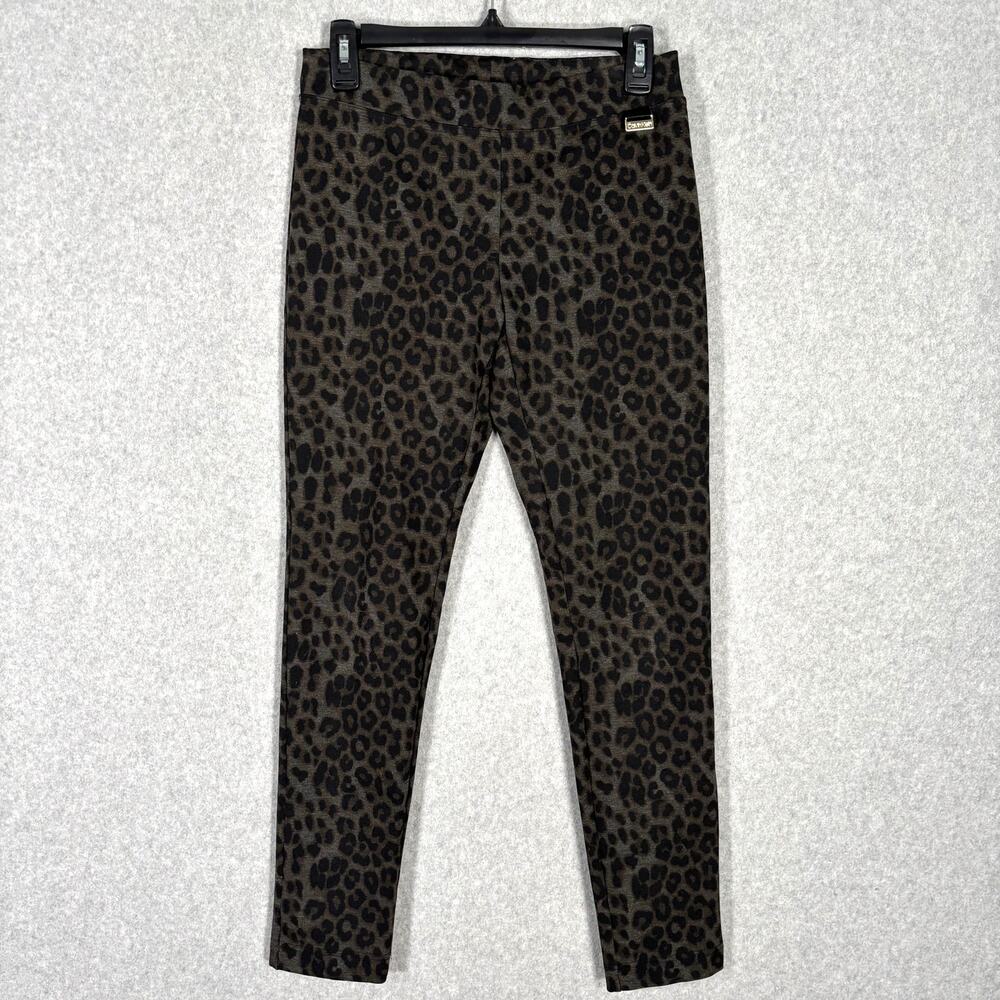 Calvin Klein Leopard‎ Print Ponte Knit Low Rise Pants XS Ankle Stretch Pull On